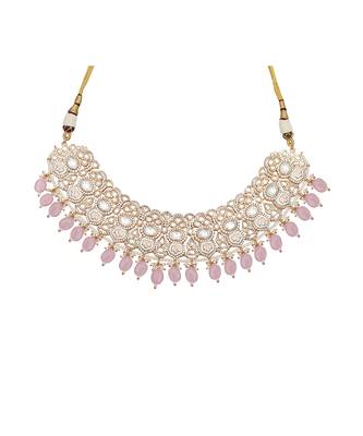 Powder pink meenakari kundan choker set 3