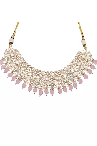 Powder pink meenakari kundan choker set