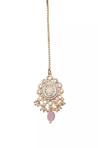 Powder pink meenakari kundan choker set