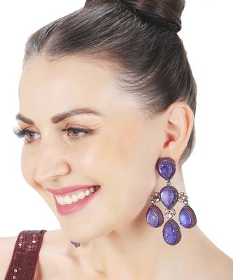 Purple kundan dangler earrings 1