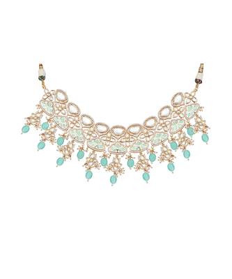 Mint meenakari kundan choker set 3