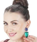 Green kundan dangler earrings