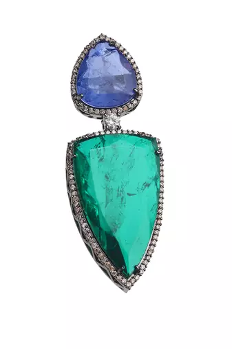 Green kundan dangler earrings