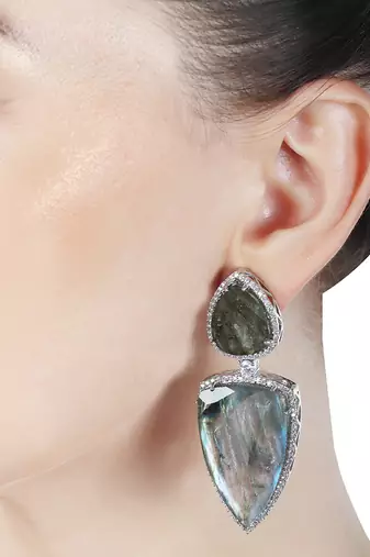 Aqua kundan dangler earrings