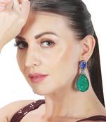 Green kundan dangler earrings