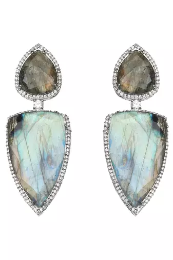Aqua kundan dangler earrings