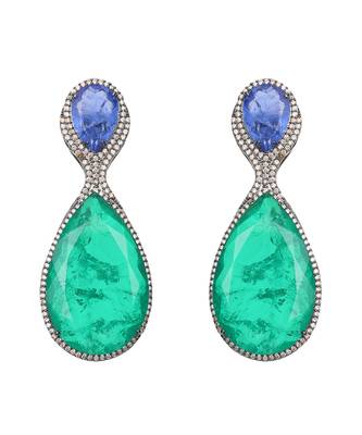 Green kundan dangler earrings 4
