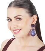 Vivid blue sapphire dew drop shaped doublet dangler earrings