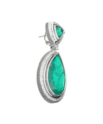 Deep emerald dew drop shaped doublet dangler earrings 5