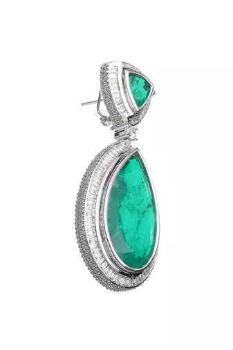 Deep emerald dew drop shaped doublet dangler earrings