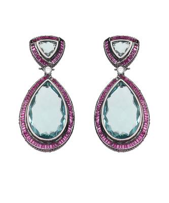 Aqua green dew drop shaped doublet dangler earrings 4