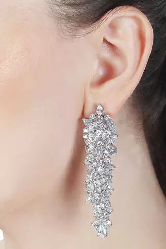 Silver kundan cubic zirconia dangler earrings