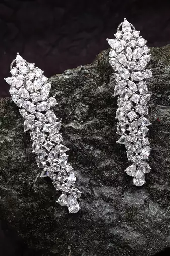 Silver kundan cubic zirconia dangler earrings