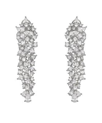 Silver kundan cubic zirconia dangler earrings 4