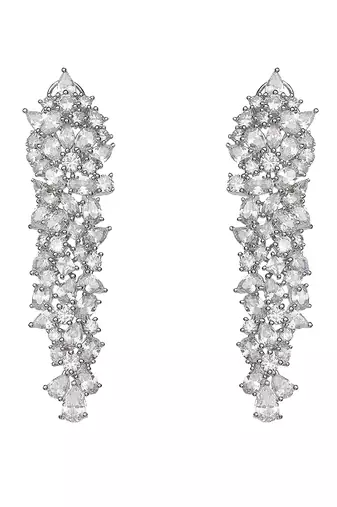 Silver kundan cubic zirconia dangler earrings