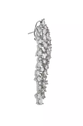 Silver kundan cubic zirconia dangler earrings