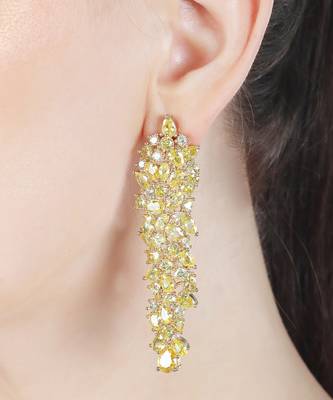 Gold kundan cubic zirconia dangler earrings 2