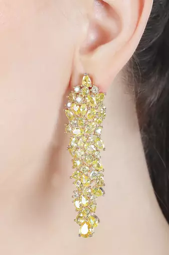 Gold kundan cubic zirconia dangler earrings