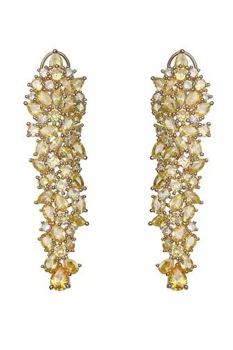 Gold kundan cubic zirconia dangler earrings