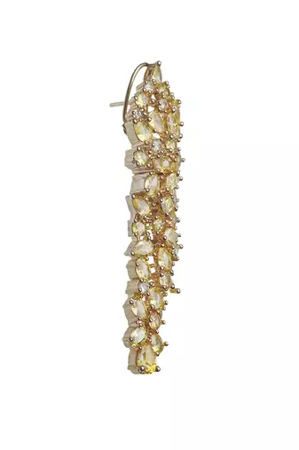 Gold kundan cubic zirconia dangler earrings