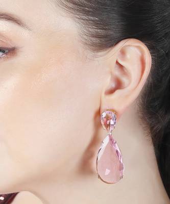 Pink kundan tourmaline doublet dangler earrings 2