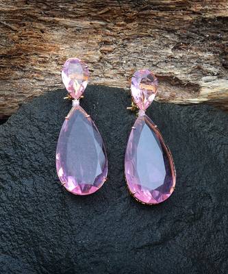 Pink kundan tourmaline doublet dangler earrings 3