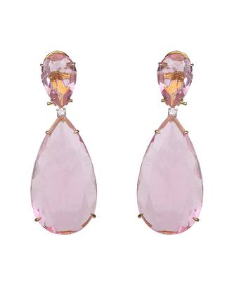 Pink kundan tourmaline doublet dangler earrings 4