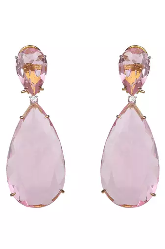 Pink kundan tourmaline doublet dangler earrings