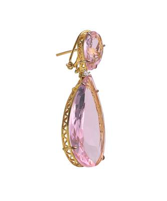 Pink kundan tourmaline doublet dangler earrings 5