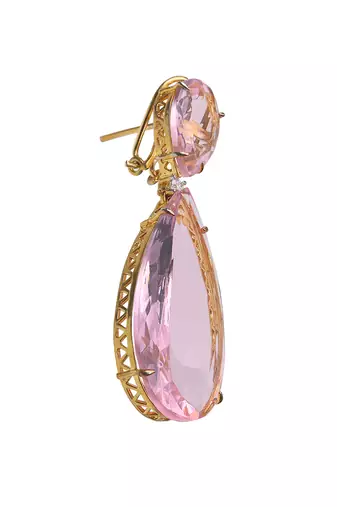 Pink kundan tourmaline doublet dangler earrings