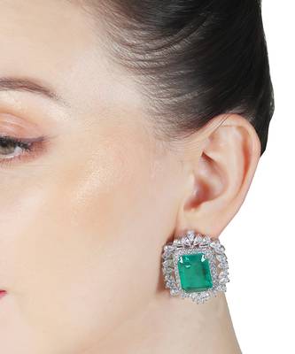 Deep emerald doublet kundan dangler earrings 1