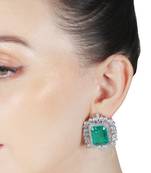 Deep emerald doublet kundan dangler earrings