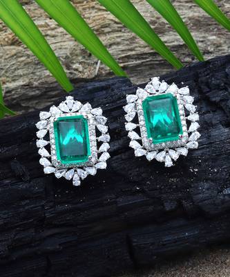 Deep emerald doublet kundan dangler earrings 2