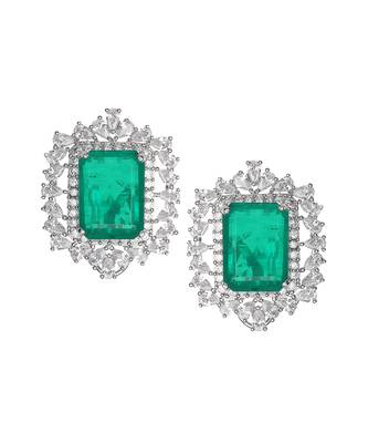 Deep emerald doublet kundan dangler earrings 3
