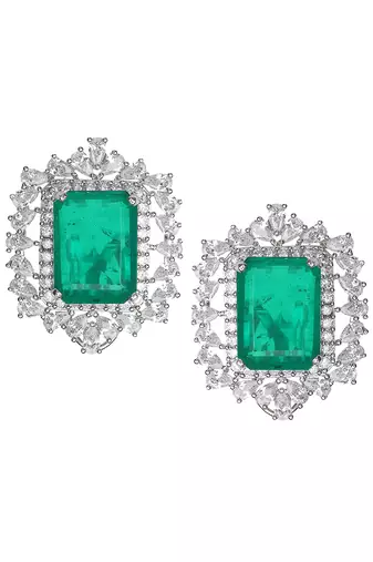 Deep emerald doublet kundan dangler earrings