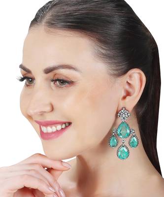 Vivid green emerald kundan dangler earrings 1