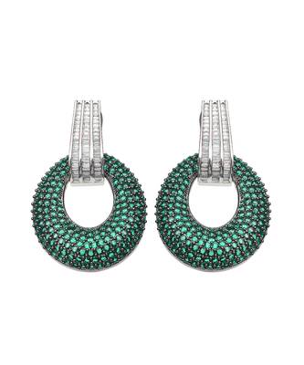 Green kundan cubic zirconia dangler earrings 4