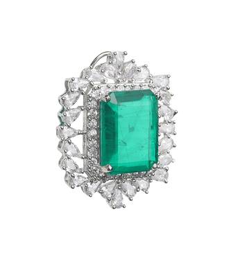 Deep emerald doublet kundan dangler earrings 4