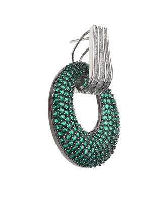 Green kundan cubic zirconia dangler earrings 5