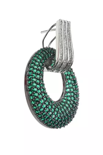 Green kundan cubic zirconia dangler earrings