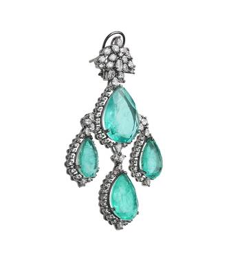 Vivid green emerald kundan dangler earrings 5