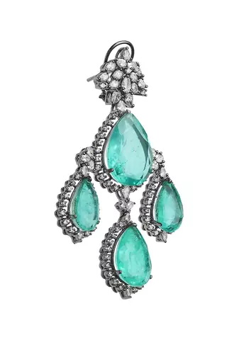 Vivid green emerald kundan dangler earrings