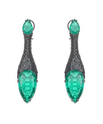 Deep emerald kundan dangler earrings 4