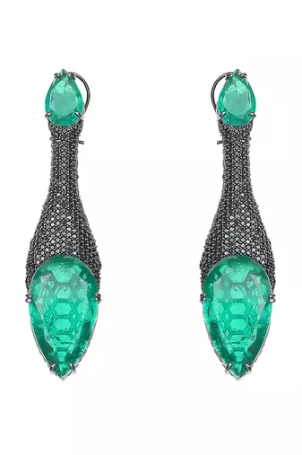 Deep emerald kundan dangler earrings