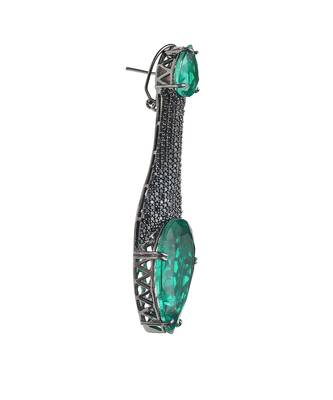 Deep emerald kundan dangler earrings 5