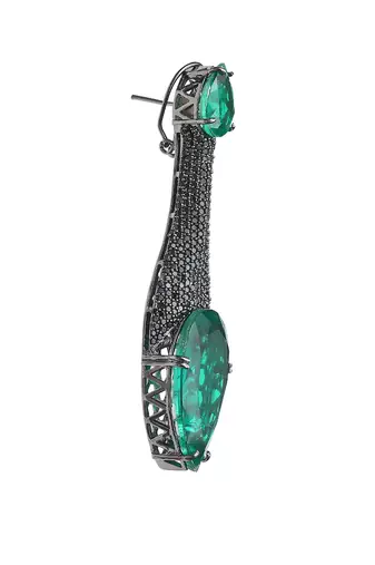Deep emerald kundan dangler earrings