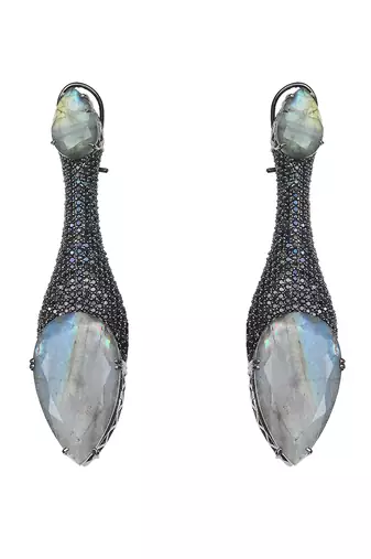 Aqua kundan dangler earrings