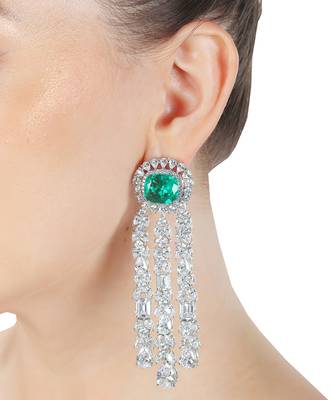 Deep emerald kundan dangler earrings 2