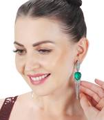 Green kundan dew drop shaped dangler earrings