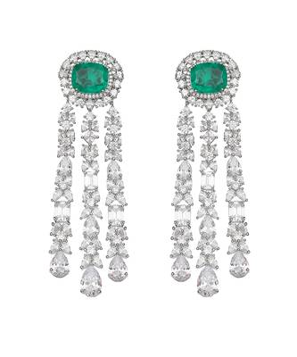 Deep emerald kundan dangler earrings 4